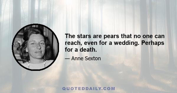 The stars are pears that no one can reach, even for a wedding. Perhaps for a death.