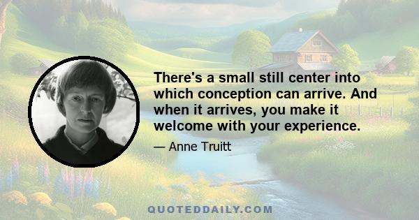 There's a small still center into which conception can arrive. And when it arrives, you make it welcome with your experience.