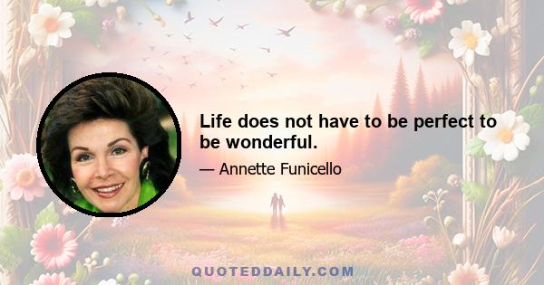 Life does not have to be perfect to be wonderful.