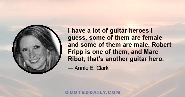 I have a lot of guitar heroes I guess, some of them are female and some of them are male. Robert Fripp is one of them, and Marc Ribot, that's another guitar hero.