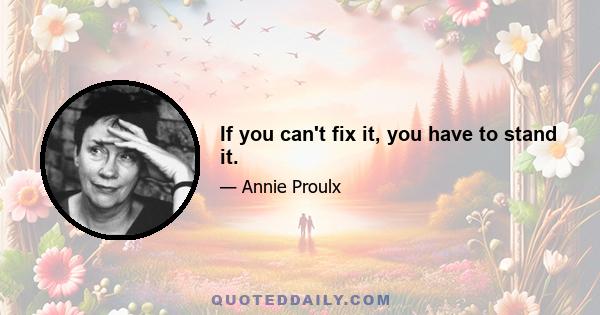 If you can't fix it, you have to stand it.