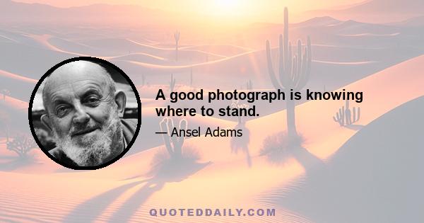 A good photograph is knowing where to stand.