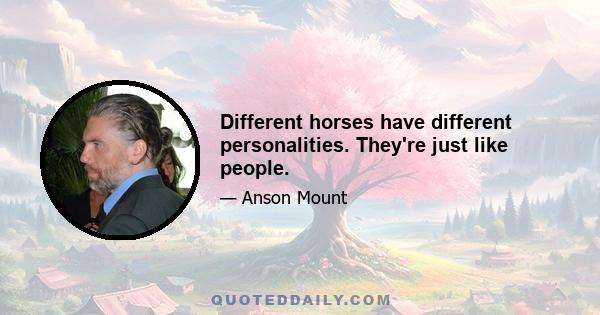 Different horses have different personalities. They're just like people.