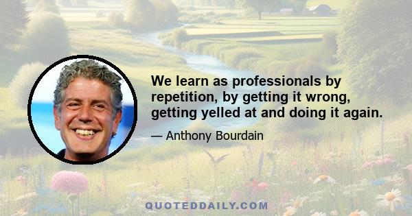 We learn as professionals by repetition, by getting it wrong, getting yelled at and doing it again.