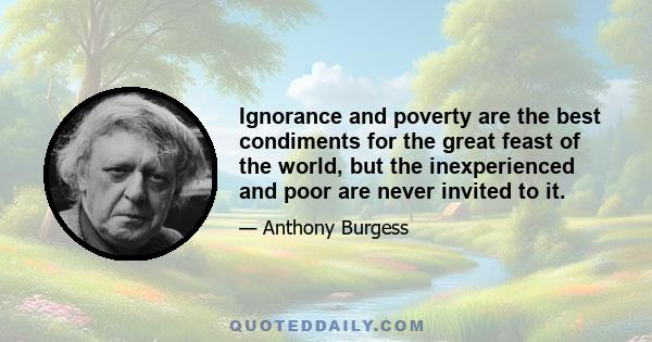 Ignorance and poverty are the best condiments for the great feast of the world, but the inexperienced and poor are never invited to it.