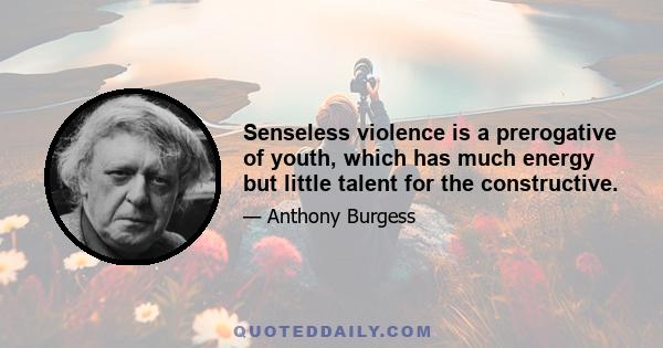 Senseless violence is a prerogative of youth, which has much energy but little talent for the constructive.