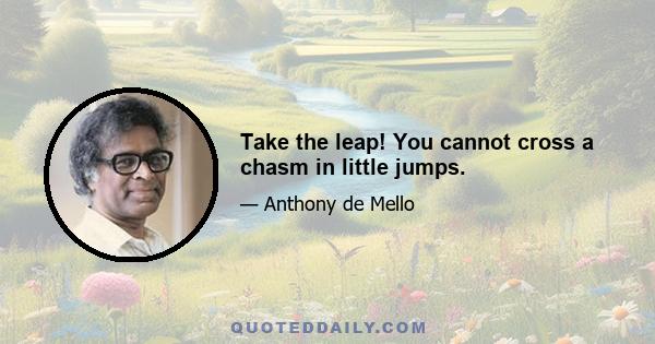 Take the leap! You cannot cross a chasm in little jumps.