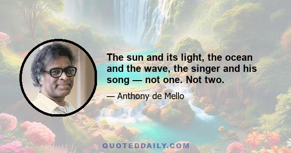 The sun and its light, the ocean and the wave, the singer and his song — not one. Not two.