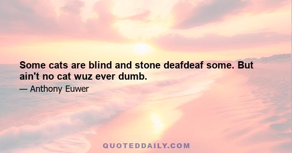 Some cats are blind and stone deafdeaf some. But ain't no cat wuz ever dumb.