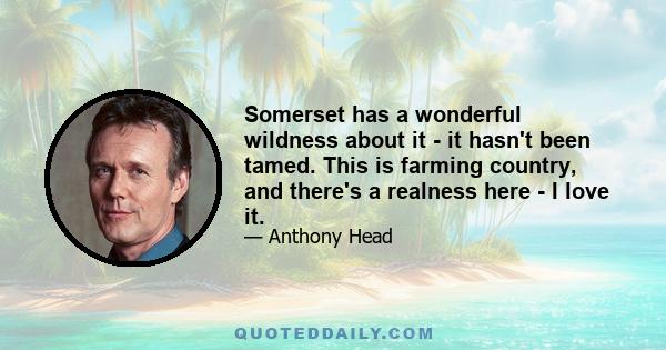 Somerset has a wonderful wildness about it - it hasn't been tamed. This is farming country, and there's a realness here - I love it.