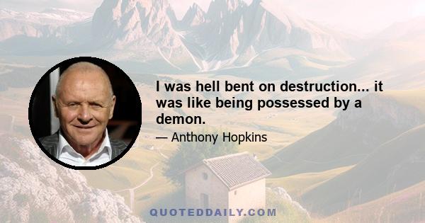 I was hell bent on destruction... it was like being possessed by a demon.