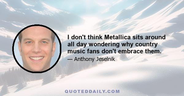 I don't think Metallica sits around all day wondering why country music fans don't embrace them.