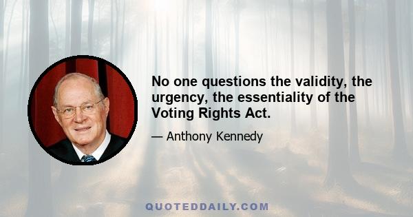 No one questions the validity, the urgency, the essentiality of the Voting Rights Act.