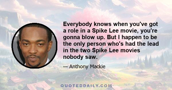 Everybody knows when you've got a role in a Spike Lee movie, you're gonna blow up. But I happen to be the only person who's had the lead in the two Spike Lee movies nobody saw.