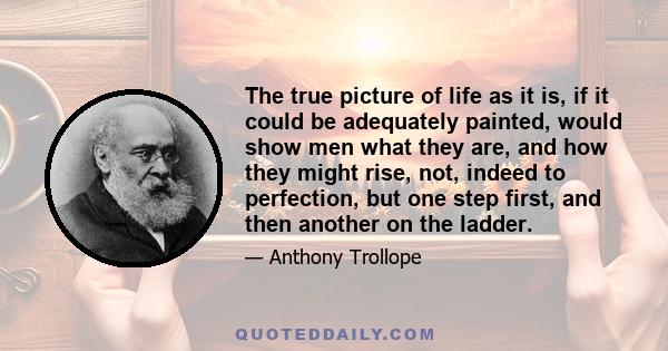 The true picture of life as it is, if it could be adequately painted, would show men what they are, and how they might rise, not, indeed to perfection, but one step first, and then another on the ladder.