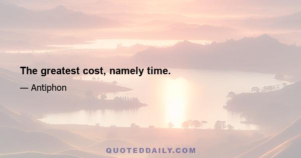 The greatest cost, namely time.