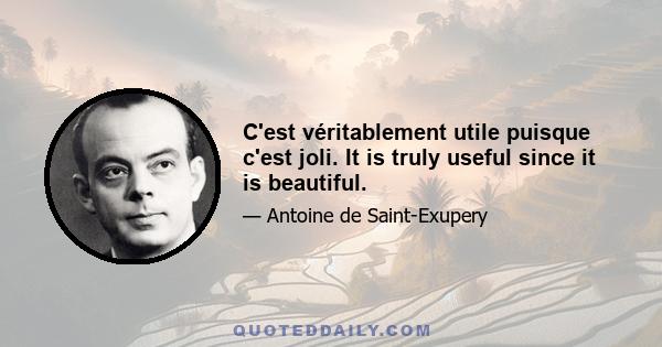 C'est véritablement utile puisque c'est joli. It is truly useful since it is beautiful.