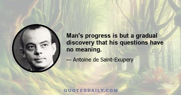 Man's progress is but a gradual discovery that his questions have no meaning.