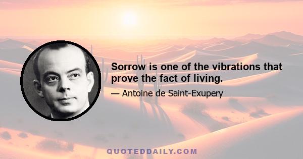 Sorrow is one of the vibrations that prove the fact of living.