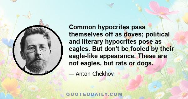 Common hypocrites pass themselves off as doves; political and literary hypocrites pose as eagles. But don't be fooled by their eagle-like appearance. These are not eagles, but rats or dogs.