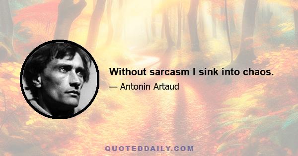 Without sarcasm I sink into chaos.