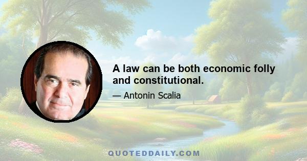 A law can be both economic folly and constitutional.