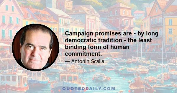 Campaign promises are - by long democratic tradition - the least binding form of human commitment.