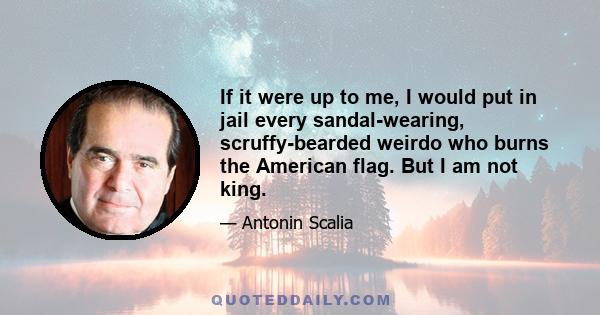 If it were up to me, I would put in jail every sandal-wearing, scruffy-bearded weirdo who burns the American flag. But I am not king.