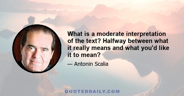 What is a moderate interpretation of the text? Halfway between what it really means and what you'd like it to mean?