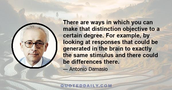 There are ways in which you can make that distinction objective to a certain degree. For example, by looking at responses that could be generated in the brain to exactly the same stimulus and there could be differences