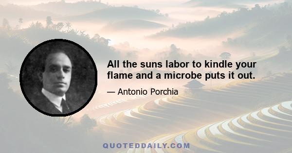 All the suns labor to kindle your flame and a microbe puts it out.