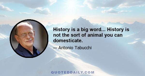 History is a big word... History is not the sort of animal you can domesticate.