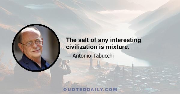 The salt of any interesting civilization is mixture.