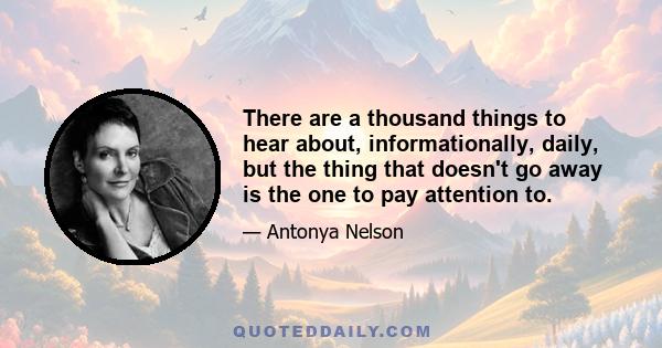 There are a thousand things to hear about, informationally, daily, but the thing that doesn't go away is the one to pay attention to.