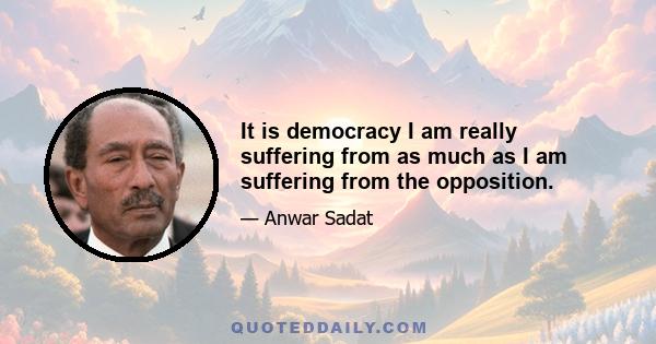 It is democracy I am really suffering from as much as I am suffering from the opposition.