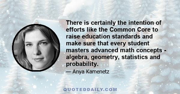 There is certainly the intention of efforts like the Common Core to raise education standards and make sure that every student masters advanced math concepts - algebra, geometry, statistics and probability.