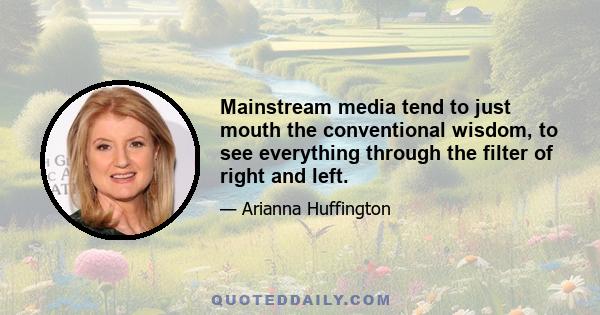 Mainstream media tend to just mouth the conventional wisdom, to see everything through the filter of right and left.