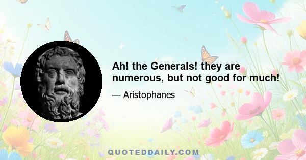 Ah! the Generals! they are numerous, but not good for much!