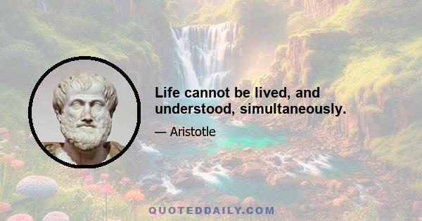 Life cannot be lived, and understood, simultaneously.