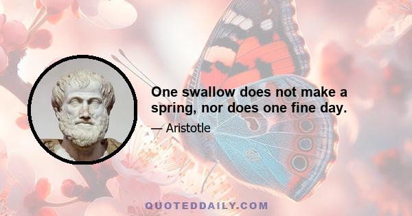 One swallow does not make a spring, nor does one fine day.