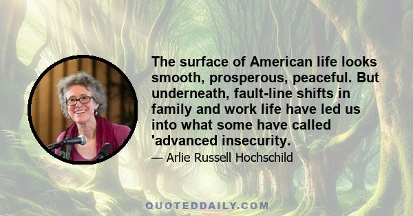 The surface of American life looks smooth, prosperous, peaceful. But underneath, fault-line shifts in family and work life have led us into what some have called 'advanced insecurity.