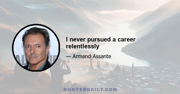 I never pursued a career relentlessly