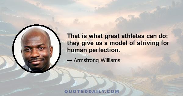 That is what great athletes can do: they give us a model of striving for human perfection.