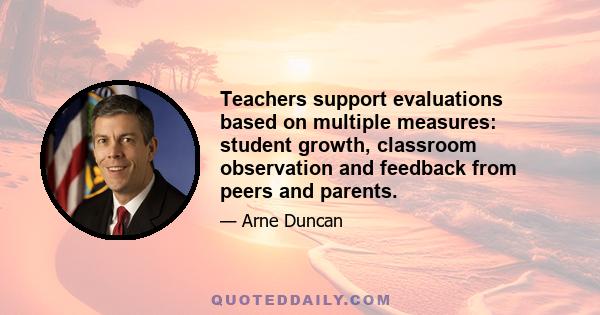 Teachers support evaluations based on multiple measures: student growth, classroom observation and feedback from peers and parents.