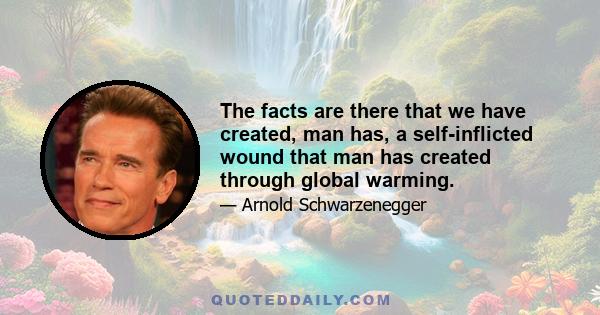 The facts are there that we have created, man has, a self-inflicted wound that man has created through global warming.