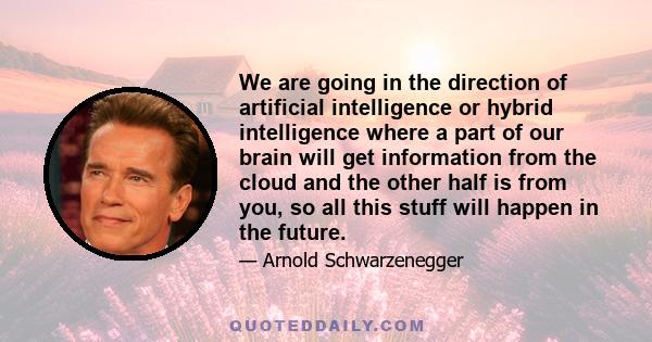 We are going in the direction of artificial intelligence or hybrid intelligence where a part of our brain will get information from the cloud and the other half is from you, so all this stuff will happen in the future.