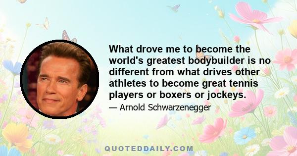 What drove me to become the world's greatest bodybuilder is no different from what drives other athletes to become great tennis players or boxers or jockeys.