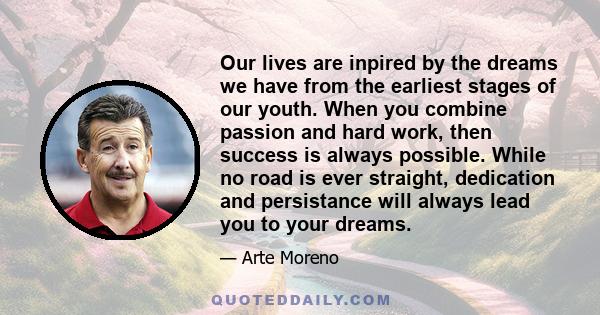 Our lives are inpired by the dreams we have from the earliest stages of our youth. When you combine passion and hard work, then success is always possible. While no road is ever straight, dedication and persistance will 