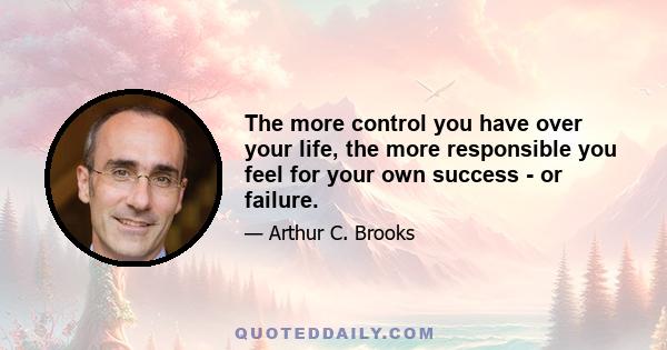 The more control you have over your life, the more responsible you feel for your own success - or failure.