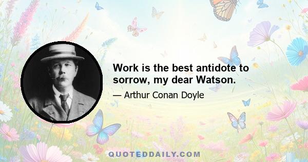 Work is the best antidote to sorrow, my dear Watson.